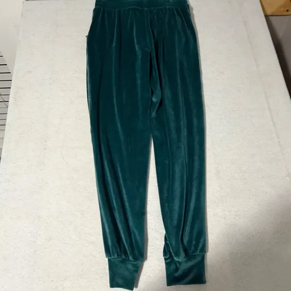 Victorias Secret On Point Green Velour Rhinestone Trim Joggers Small - Image 6