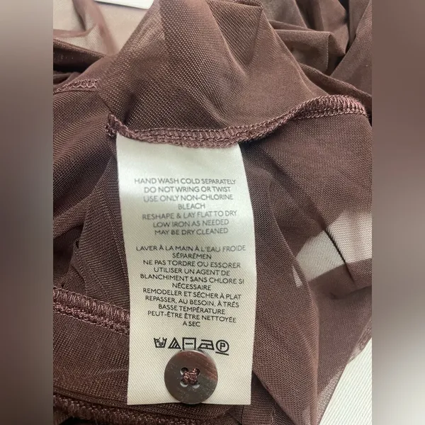 NWT Maeve by Anthropologie Brown Sheer Ruched Buttondown Blouse Women’s Size:S - Image 9