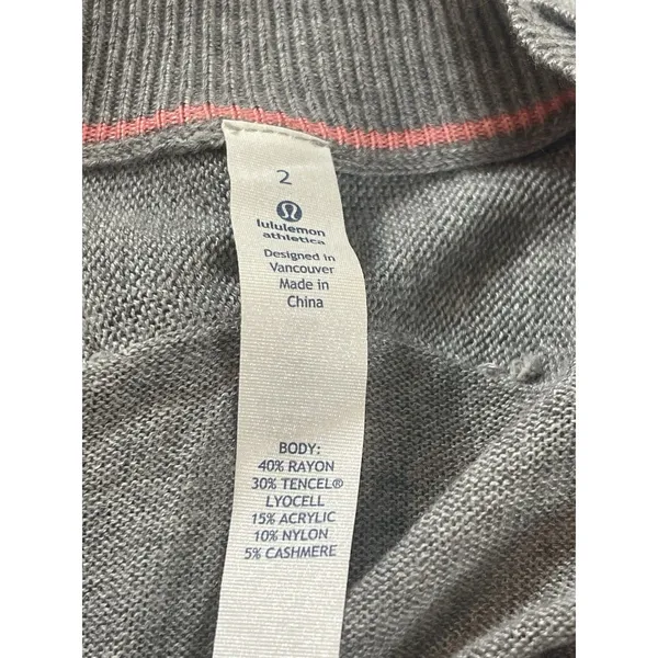 Lululemon Cashmere Blend Sweater Tunic Gray Size 2 Lightweight Thumbholes - Image 7