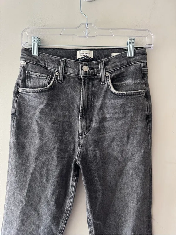 Citizens of Humanity Daphne Crop Jeans Washed Charcoal Gray - Image 3
