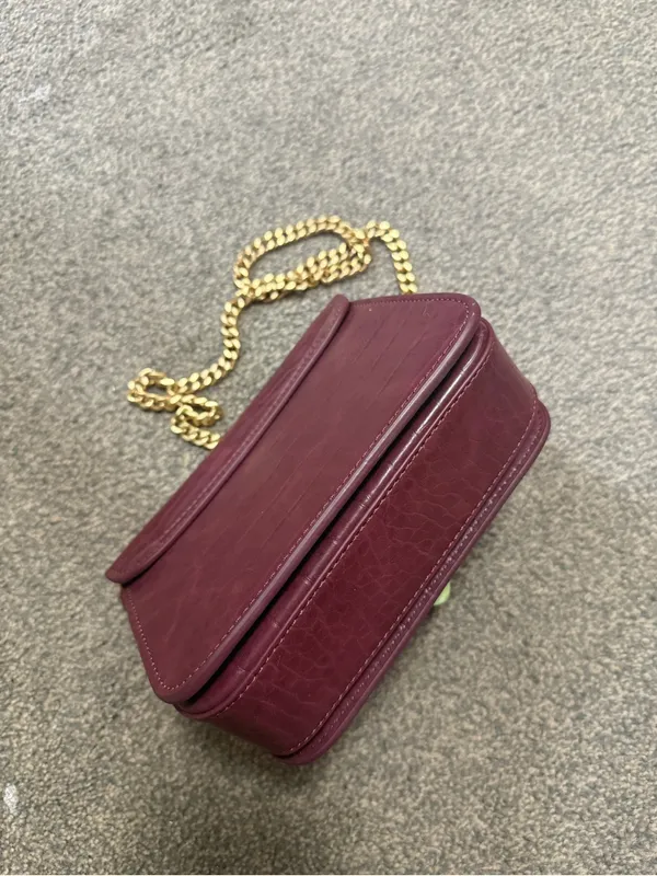 Burgundy Charles & Keith Croc-Effect Boxy Chain Strap Bag - Image 4