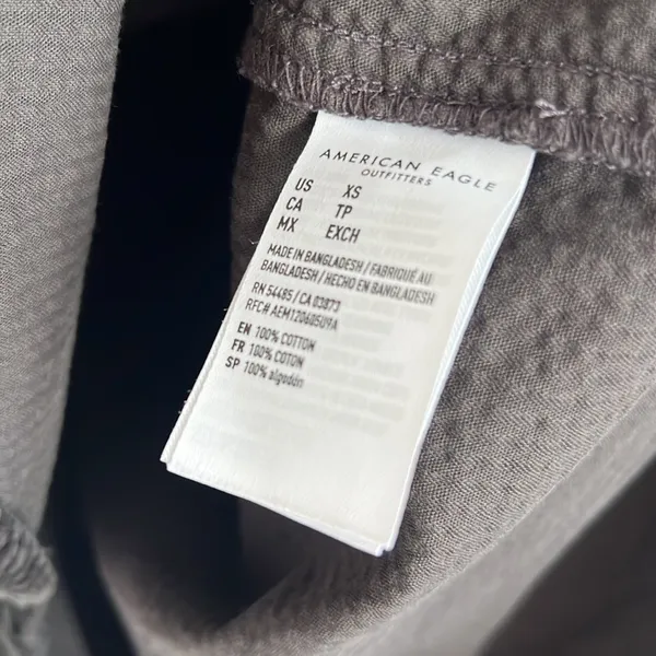 American Eagle Corduroy Shacket Dark Gray Ribbed Front Button Cotton XS - Image 6