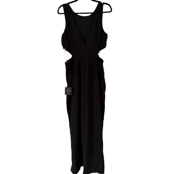 NWT Lulus Moments to Remember Black Sleeveless Wide-Leg Cutout Jumpsuit Size XL - Image 5