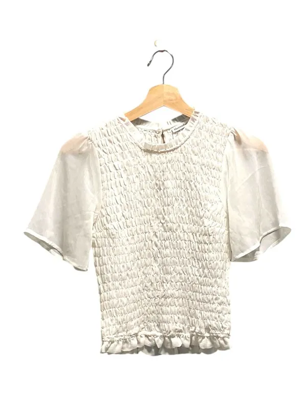Abercrombie & Fitch Smocked Bodice Sheer Flutter Sleeve Blouse White Size XS - Image 2