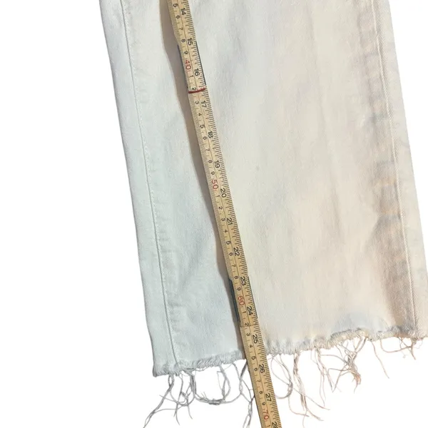 ZARA White Wide Leg High Rise Jeans w/ Raw Hem Sz 10 Y2K Street-style Minimalist - Image 6