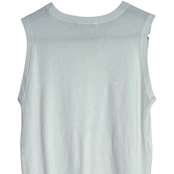 Zara Ribbed Hem Soft Knit Sleeveless Crew Neck Stretch Tank Top Small White - Image 6