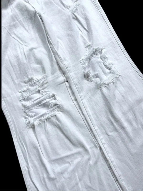 NWT Risen Jeans High Rise Distressed Wide Leg Dad Jeans White Size 3X - Image 6