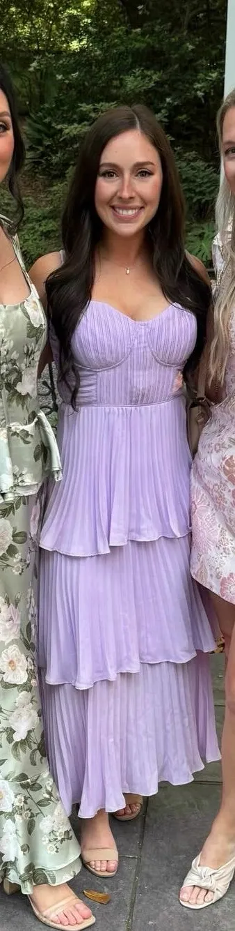 Lulus Midi Dress Lavender - Image 4
