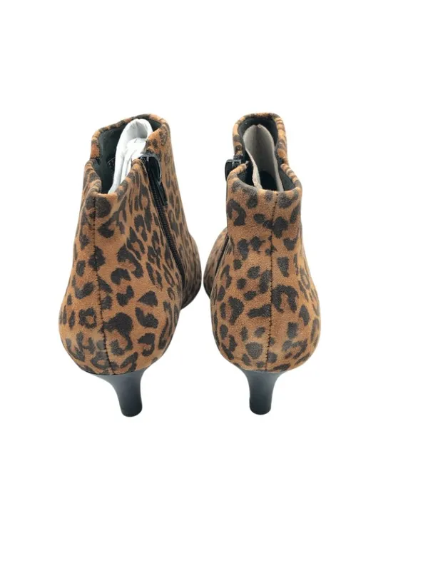 Clarks Linvale Judith Ankle Boots Suede Leopard Print Pointed Toe Heel Brown 6 - Image 3
