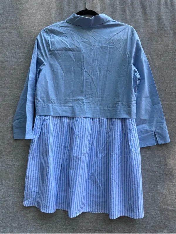 English Factory Stripe mixed media Contrast Shirt Mini Dress Size XS - Image 5