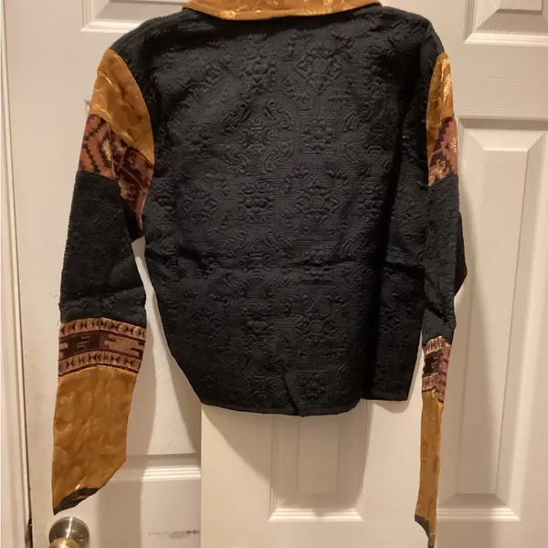 Vintage 1990’s Black and Gold Patterned Jacket Size M - Image 6