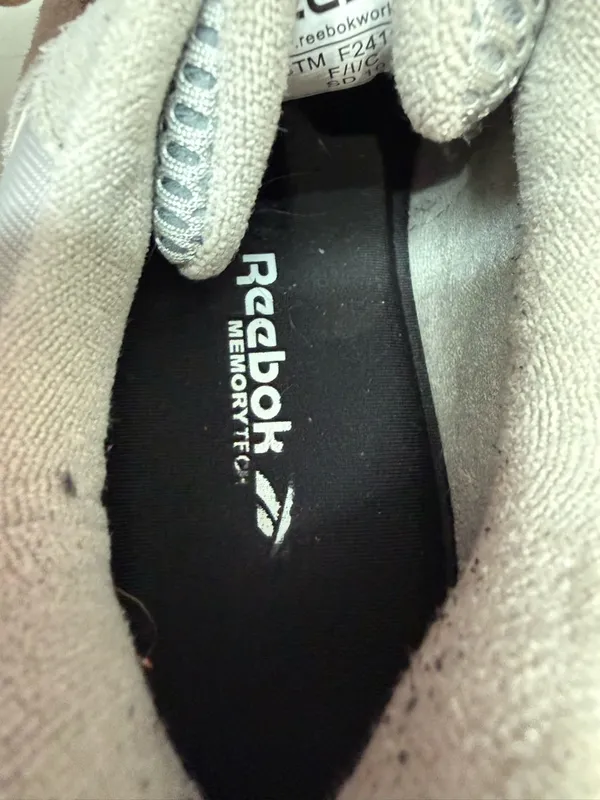 Reebok Women's Harman Composite Toe Light Gray Suede Work Sneakers Orange Trim - Image 14
