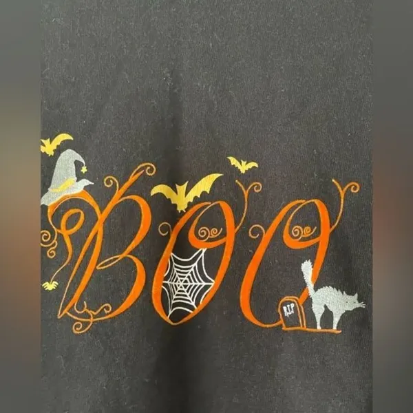 Just My Size Halloween "Boo" Graphic Black Sweatshirt 1X Cotton Blend Casual Fall Fashion - Image 3