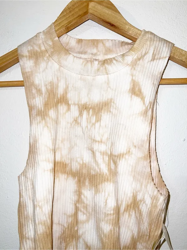 Aerie Ribbed High Neck Tie-Dye Tank Top - Beige/Cream - Image 2