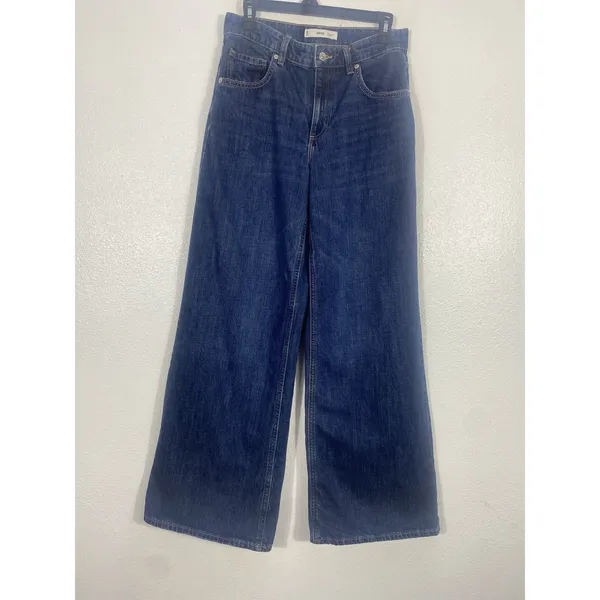 MNG Mango High Rise Wide Leg Jeans Womens US 4 100% Cotton - Image 4