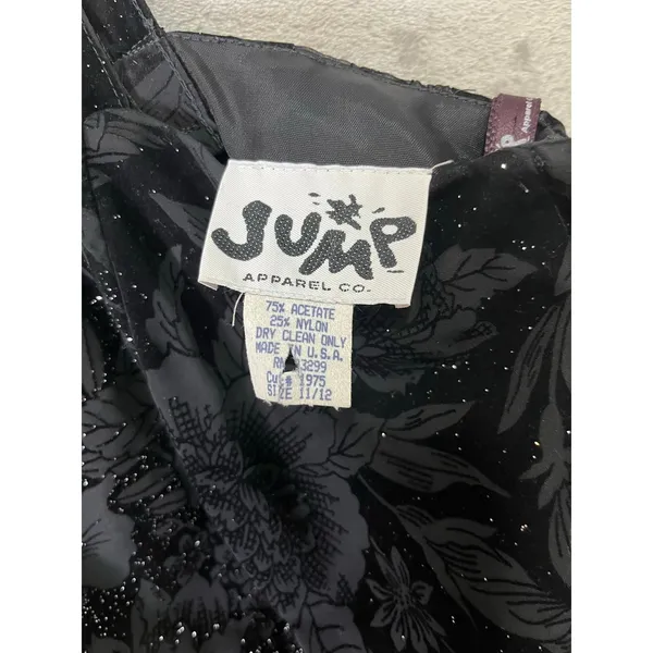 Vintage Y2K Black Glitter Floral Dress Fairy‎ Grunge Party Prom Whimsigoth Small - Image 5