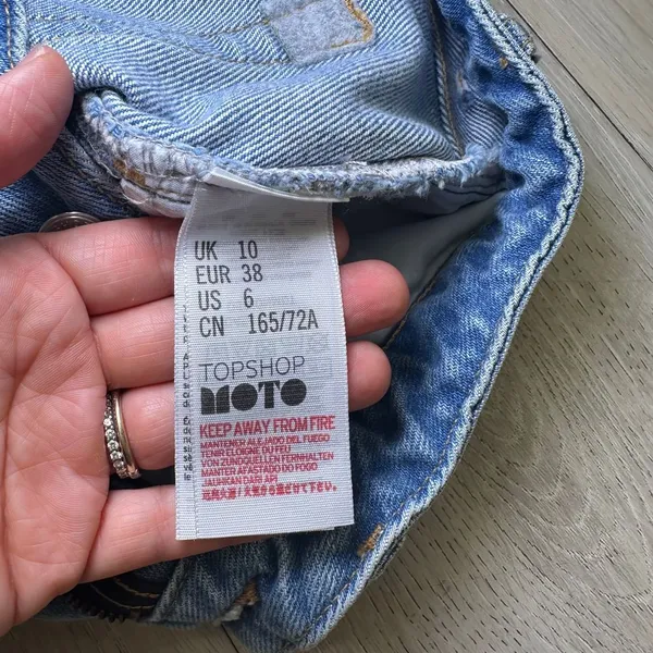 Topshop moto mom cutoff high waisted denim jean‎ hot shorts size 6 cutoff frayed - Image 7