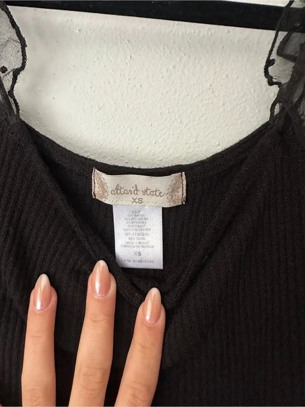 Altar'd State Black Puff Sleeve Square Neck Top - Image 2