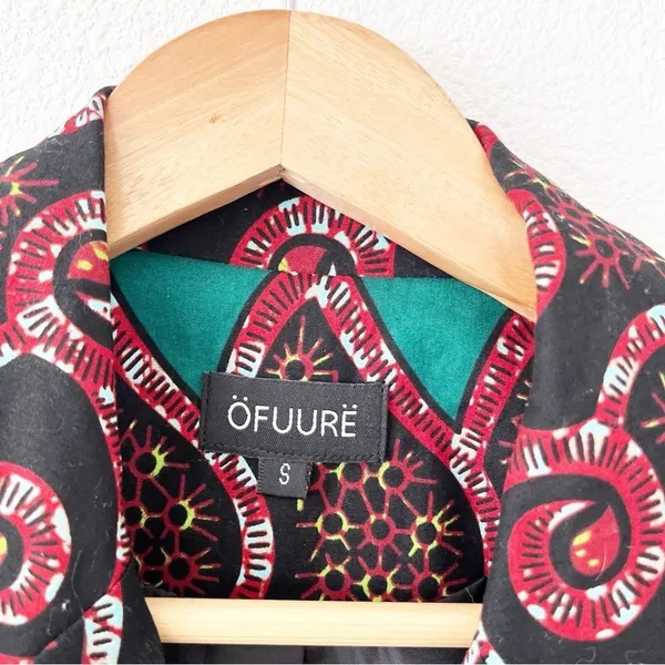OFUURE Green Paisley Print Blazer Mini Dress Small Tailored Long Sleeve - Image 3