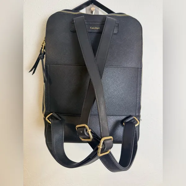 Calpak Kaya Black Laptop Backpack Gold Accents - Image 5