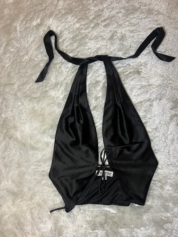 Tic Toc Satin Halter Top - Image 2