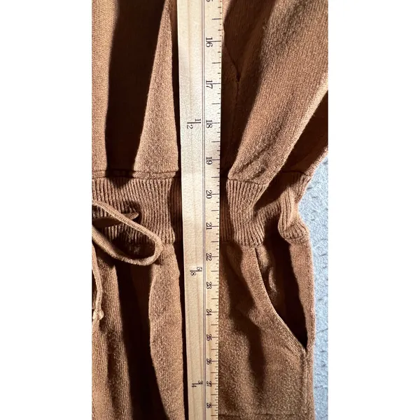 1281 | Tahari Knit Loungewear Half Zip‎ Drawstring Jumpsuit Brown Women S - Image 4