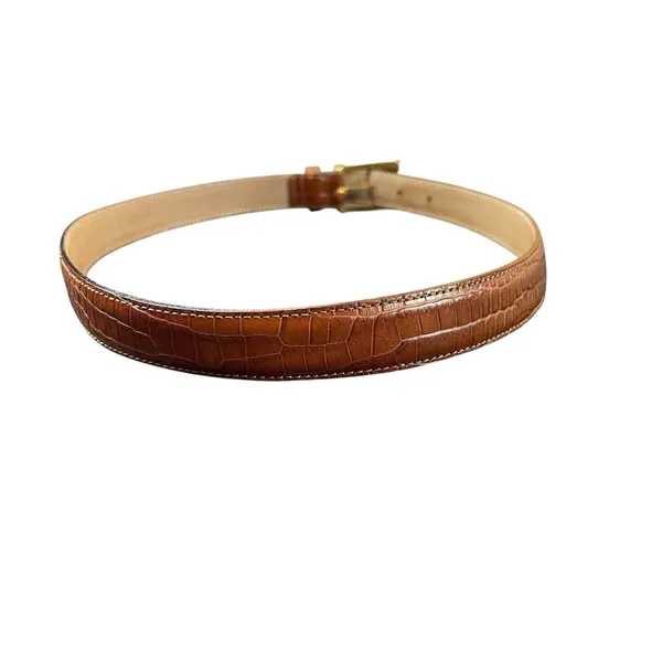 Talbots Made in Italy Brown Croc Embossed Genuine Leather Belt Women’s M Y2K VTG - Image 7