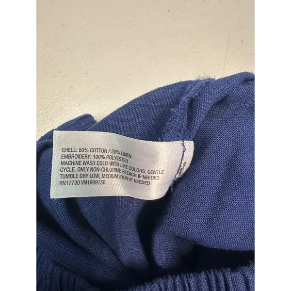 Roller Rabbit‎ Target Blue Cotton Linen Embroidered Scallop Wide Leg Pants Large - Image 6