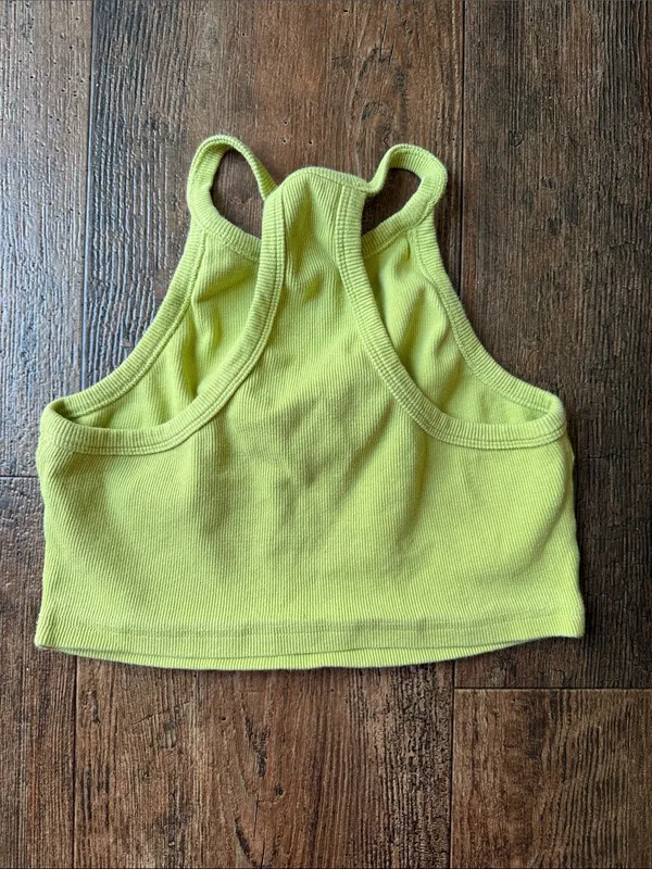 White Fox Boutique Lime Racerback Ribbed Crop Top - Image 4