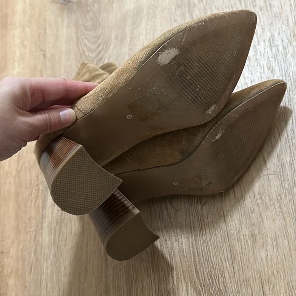 VICI | Tan Dev Faux Suede Slouchy‎ Western Pointed Block Heel Ankle Boots, 6 - Image 7