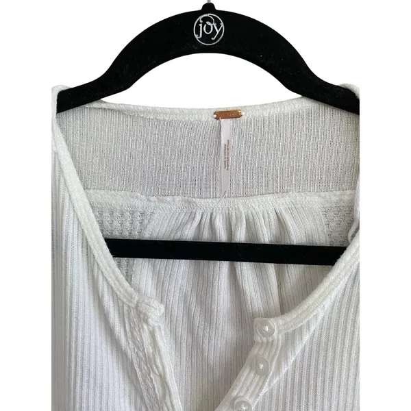 Free People Leo Henley Tee White Size Small - Image 5