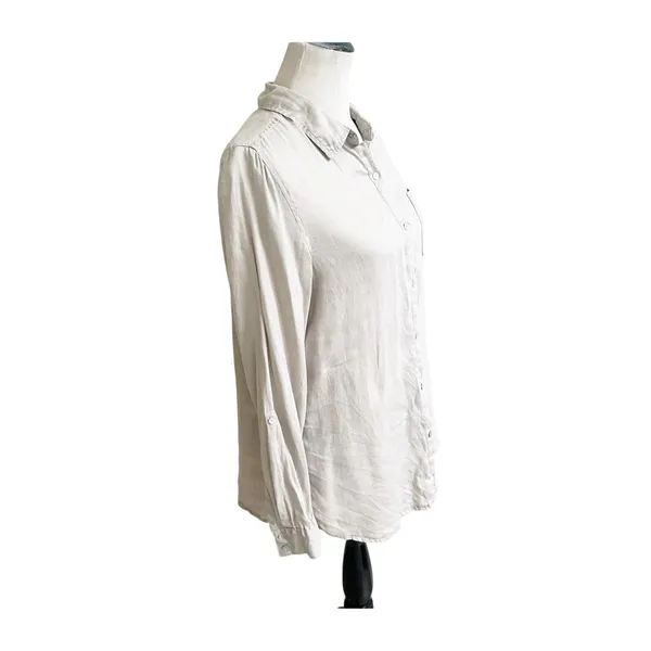 JNY Jones New York Women’s Linen Button Down Shirt Tan Sz Medium Beach Coastal - Image 3
