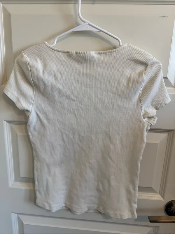 Anthropologie Maeve Women’s Short Sleeve White Blouse Top - Image 3