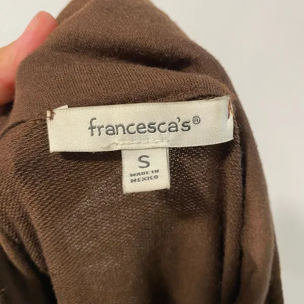 Francesca’s Small Brown Half Zip Jumpsuit Jogger Lounge Utility Romper - Image 4