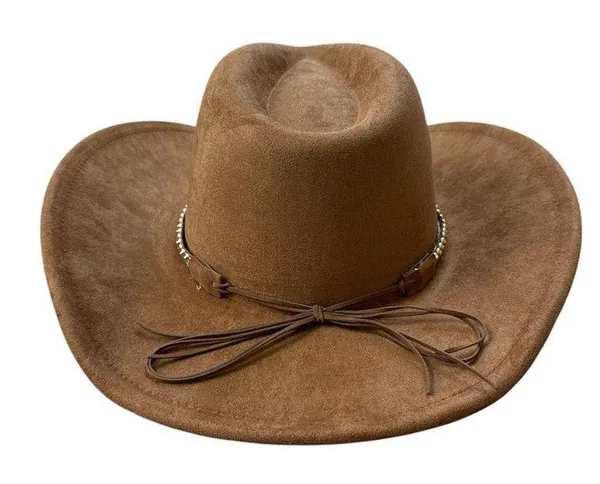 NEW Anthropologie Faux Suede Rancher Hat Honey Brown Cowgirl Western Wide Brim - Image 3