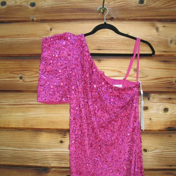 Mac Duggal 10912 Womens Pink EMBELLISHED PUFF ONE SHOULDER COLUMN GOWN - Image 8