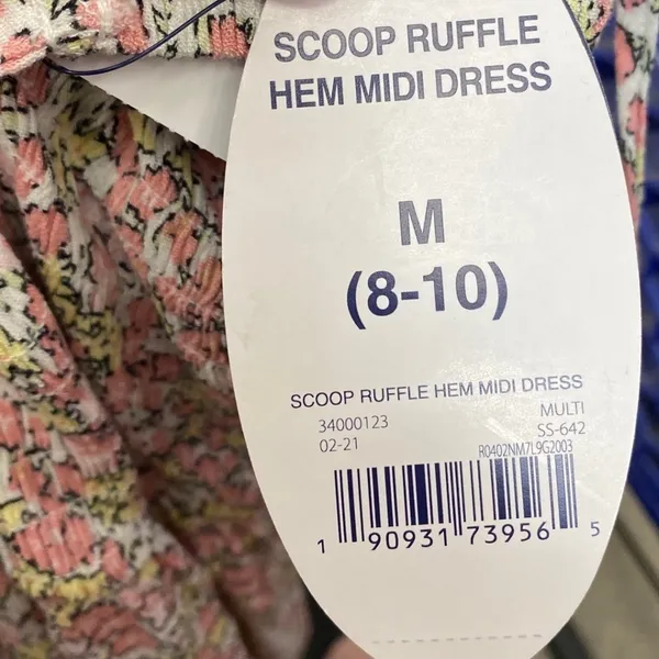 Scoop Ruffle Hem Sleeveless Midi Dress Multi Dainty Floral cottage M 8-10‎ NWT - Image 5