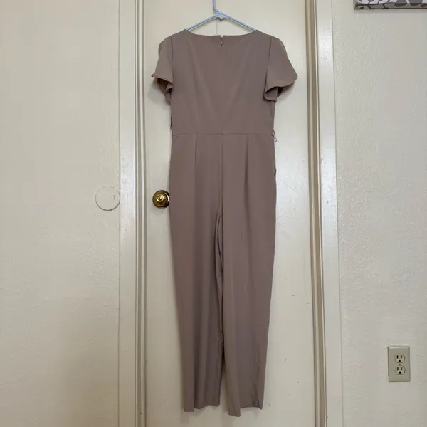Calvin Klein Beige Shirt Sleeve Ankle Length Jumpsuit NWT Size 6 - Image 5