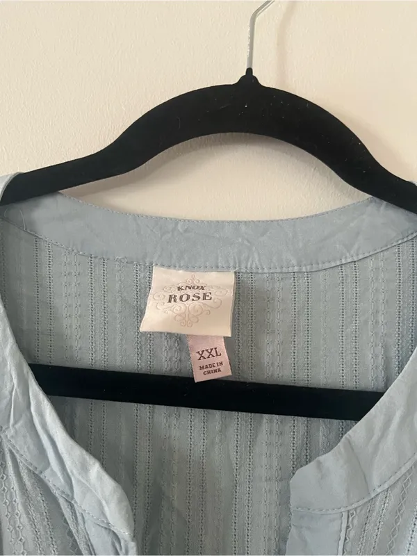 Knox Rose Light Blue 100% Cotton Eyelet Short Sleeve Mini Dress XXL Cottagecore - Image 2