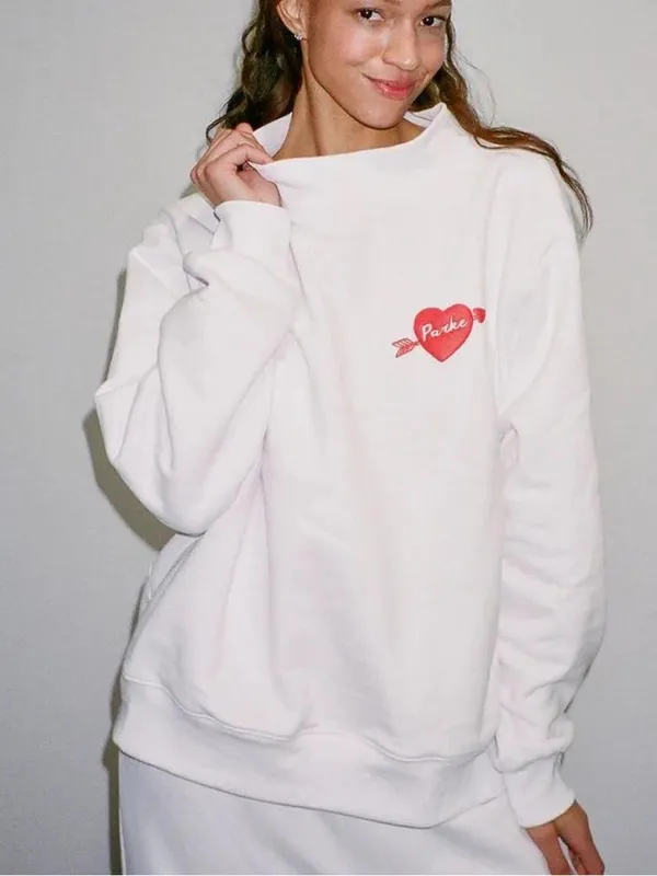 PARKE Set Valentine’s mockneck Boxer sweatpants wide leg flare fleece sweatshirt - Image 14