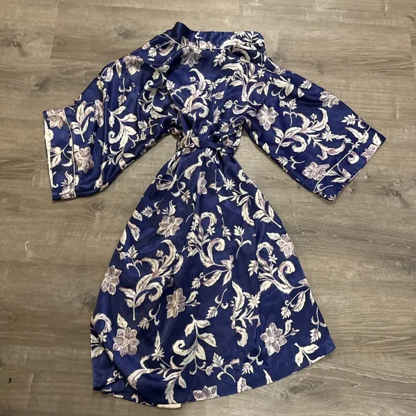 Natori Floral Silky Kimono Open Front With Self‎ Tie Robe Multicolor Size XS - Image 6
