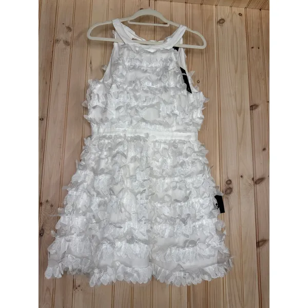 NWT Lulus Dearly Adored White Applique Halter Sleeveless Mini Dress Cocktail L - Image 2