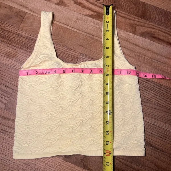 Anthropologie Yellow Textured Knit Tank Top Square Neck Sleeveless Pointelle - Image 5
