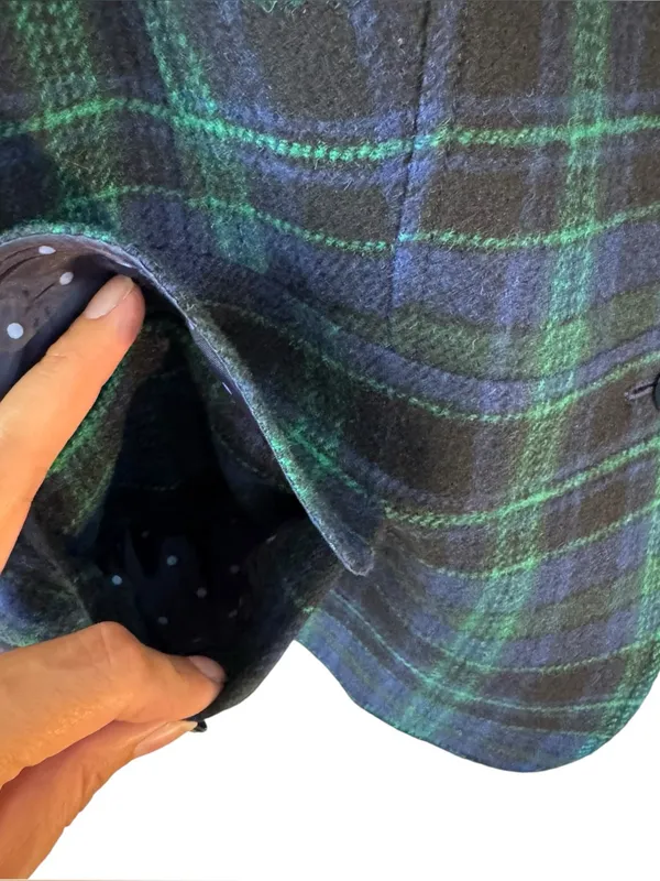Talbots Wool Blend Green Blue Plaid Blazer Size 12 Crest Buttons Holiday - Image 4