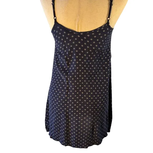 Wallflower Navy blue floral and polka dot rayon dress with gold accents - Image 6