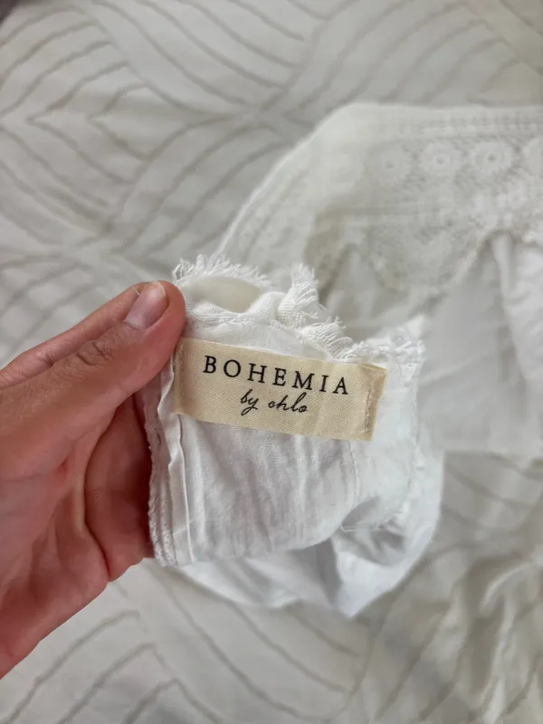 White Bohemian Strapless Lace Top - Image 4