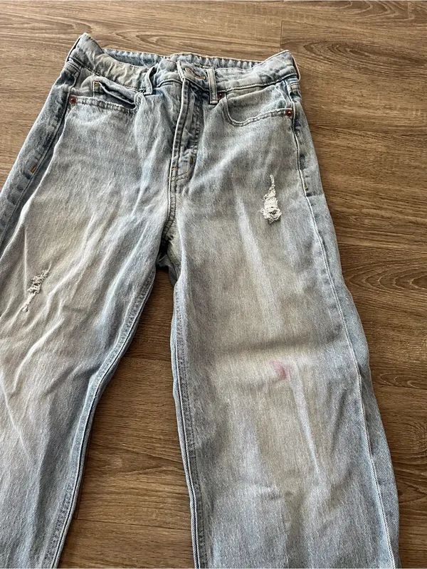Old Navy Sky Hi Jeans Women’s 0 Light Wash Extra High Rise Distressed Wide Leg - Image 7