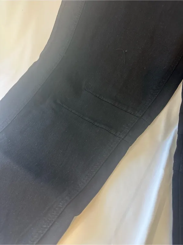 Womans Black barrel Denim Jeans Solid Button Fly 5 - Image 2