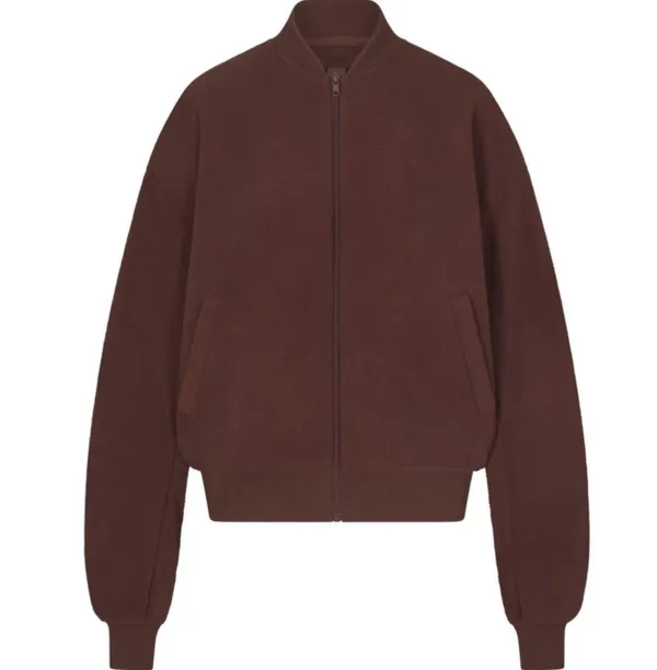 SKIMS FLEECE LOUNGE JACKET 'COCOA' - Image 4