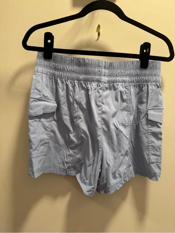 Yogalicious Light Blue Women's Cargo Shorts with Elastic Waist - Image 4